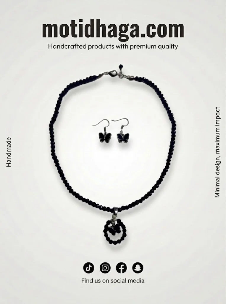 Black Crystal Butterfly Jewelry Set