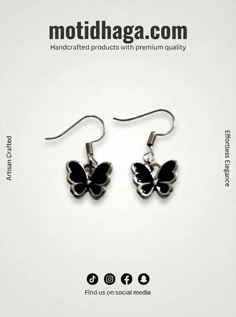 Black Enamel Butterfly Earrings