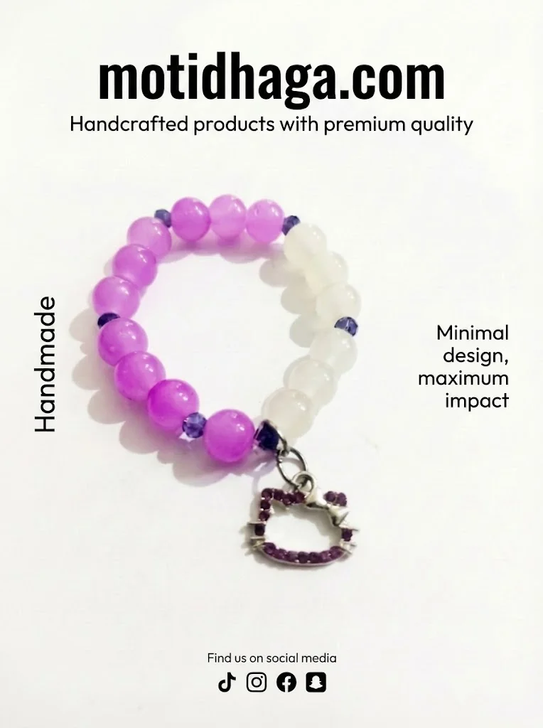 Lavender & White Crystal Heart Bracelet