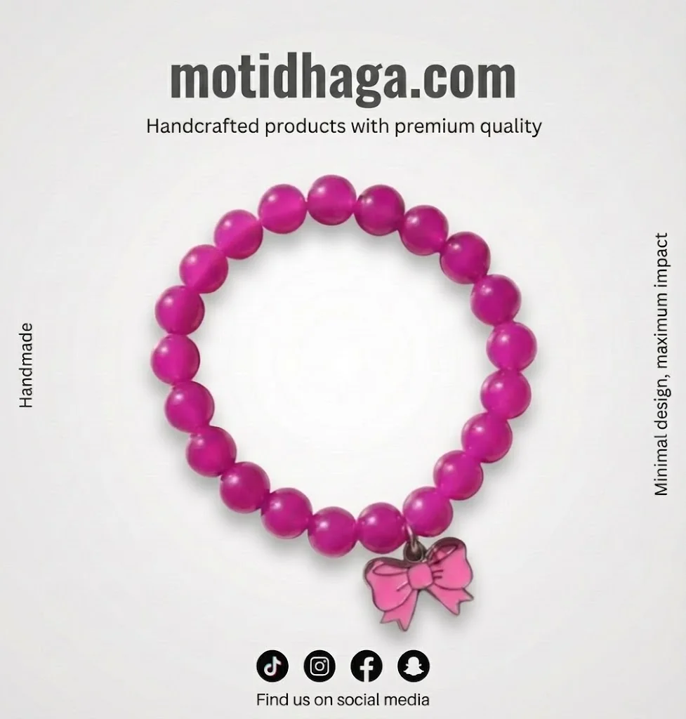 Fuchsia Pink Bow Charm Bracelet