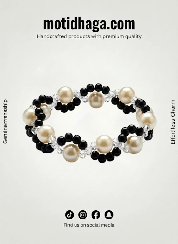 Elegant Pearl & Black Onyx Cluster Bracelet