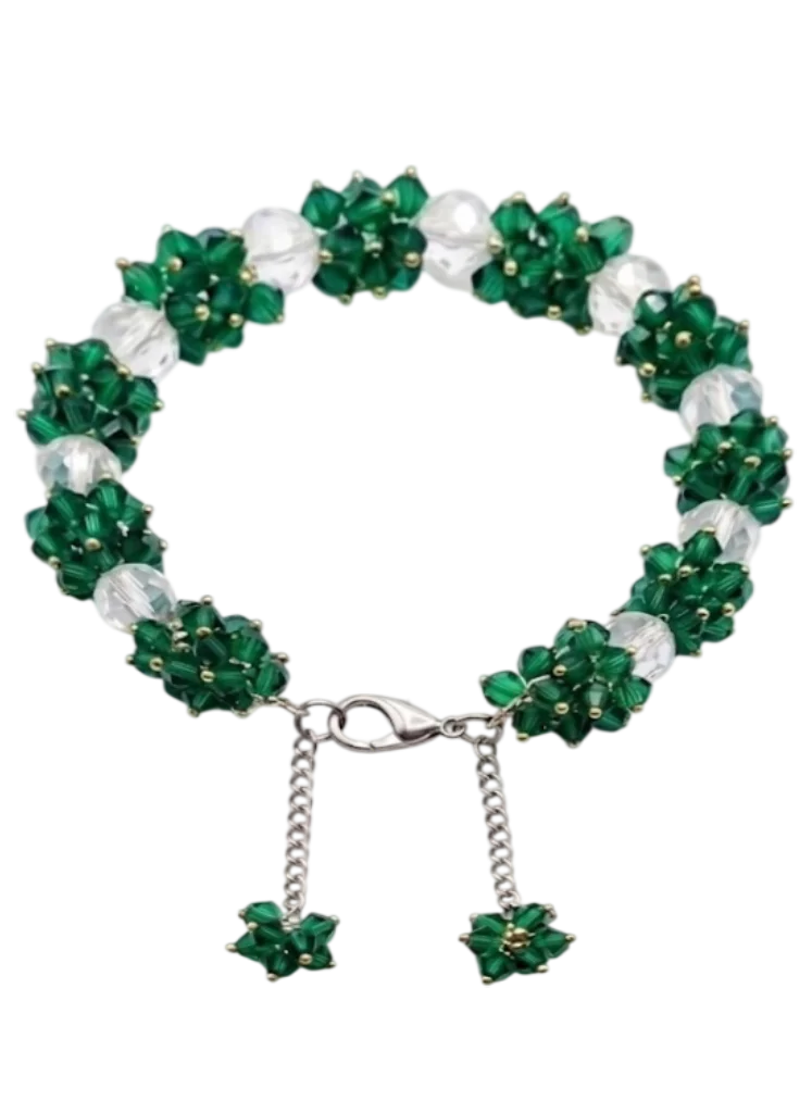 Emerald Green & White Gajra Style Lorial Bead Bracelet alternate