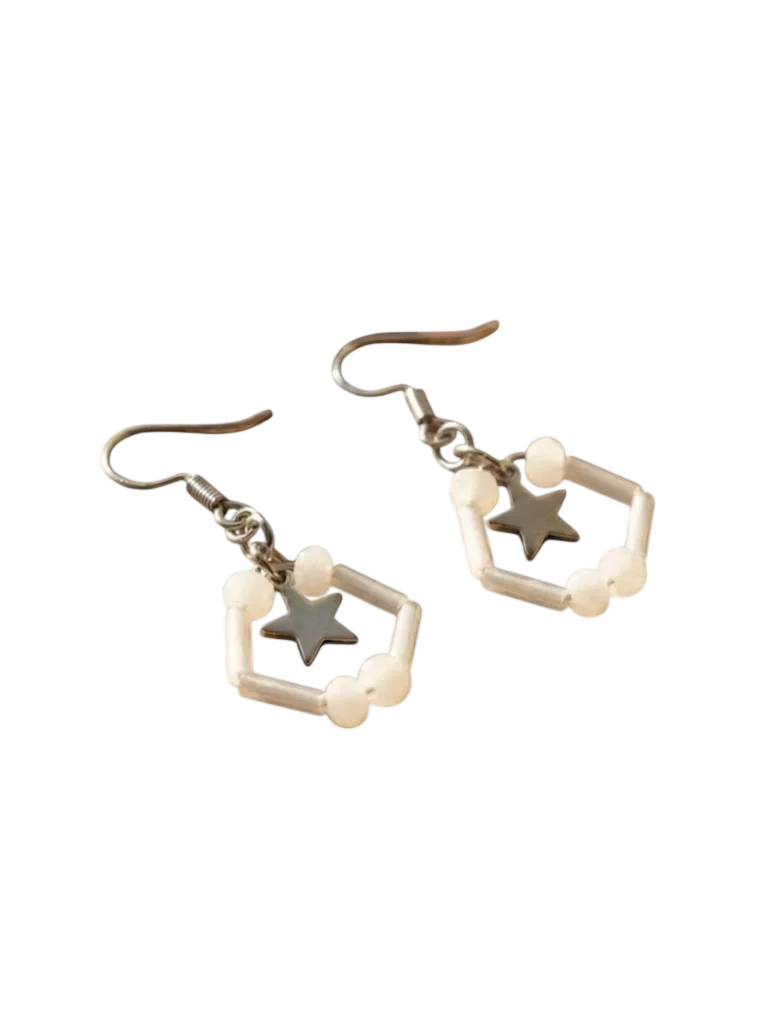 Geometric Star Pentagon Earrings alternate
