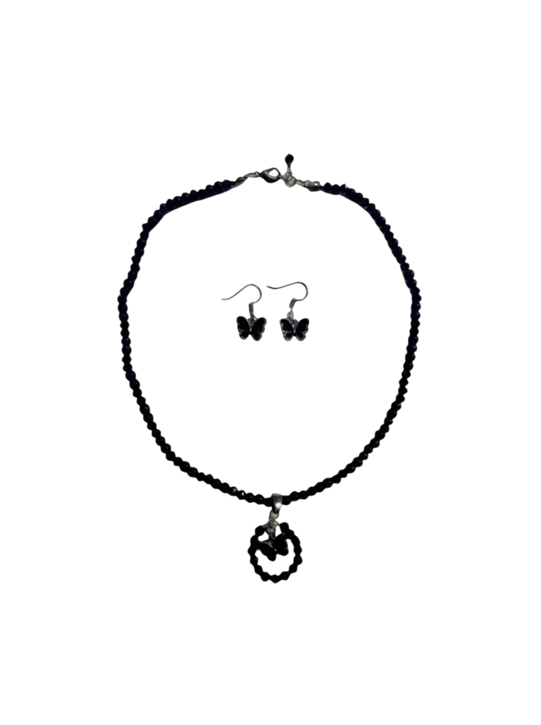 Black Crystal Butterfly Jewelry Set alternate