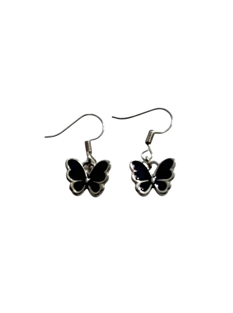 Black Enamel Butterfly Earrings alternate