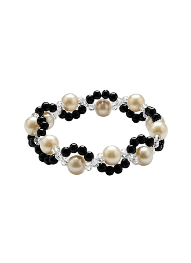 Elegant Pearl & Black Onyx Cluster Bracelet alternate