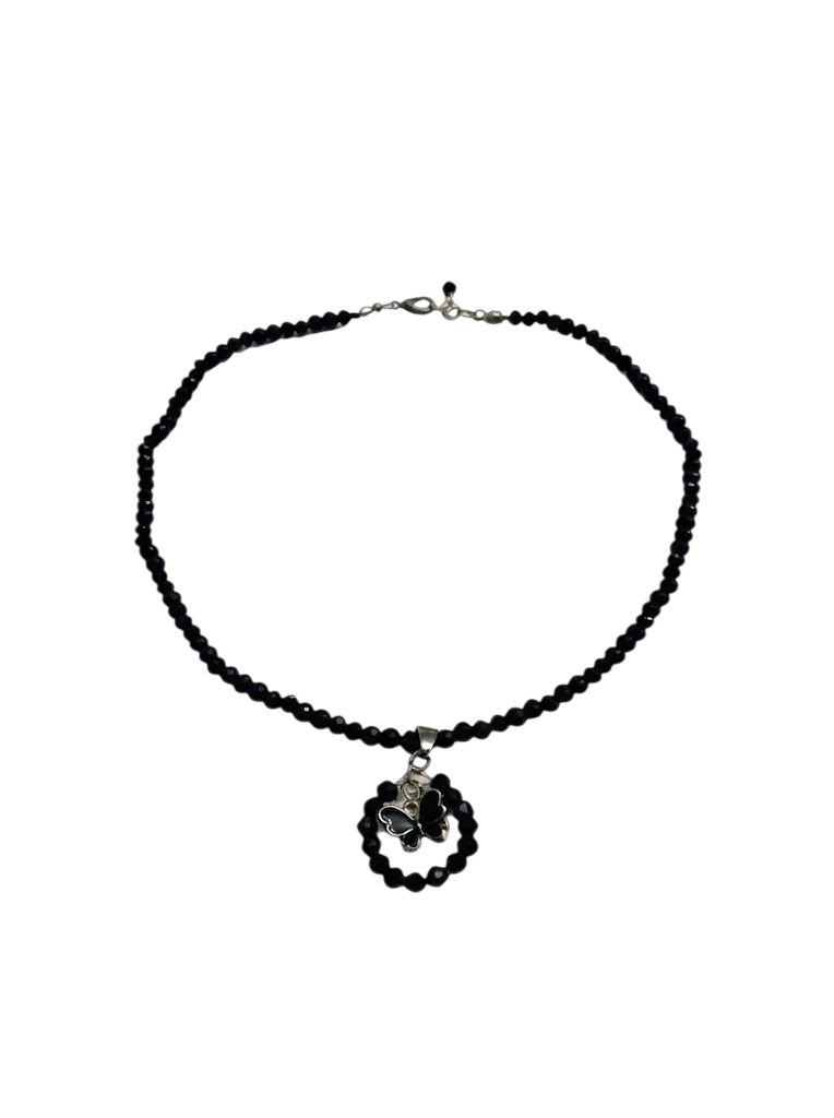 Black Crystal Butterfly Pendant Necklace alternate